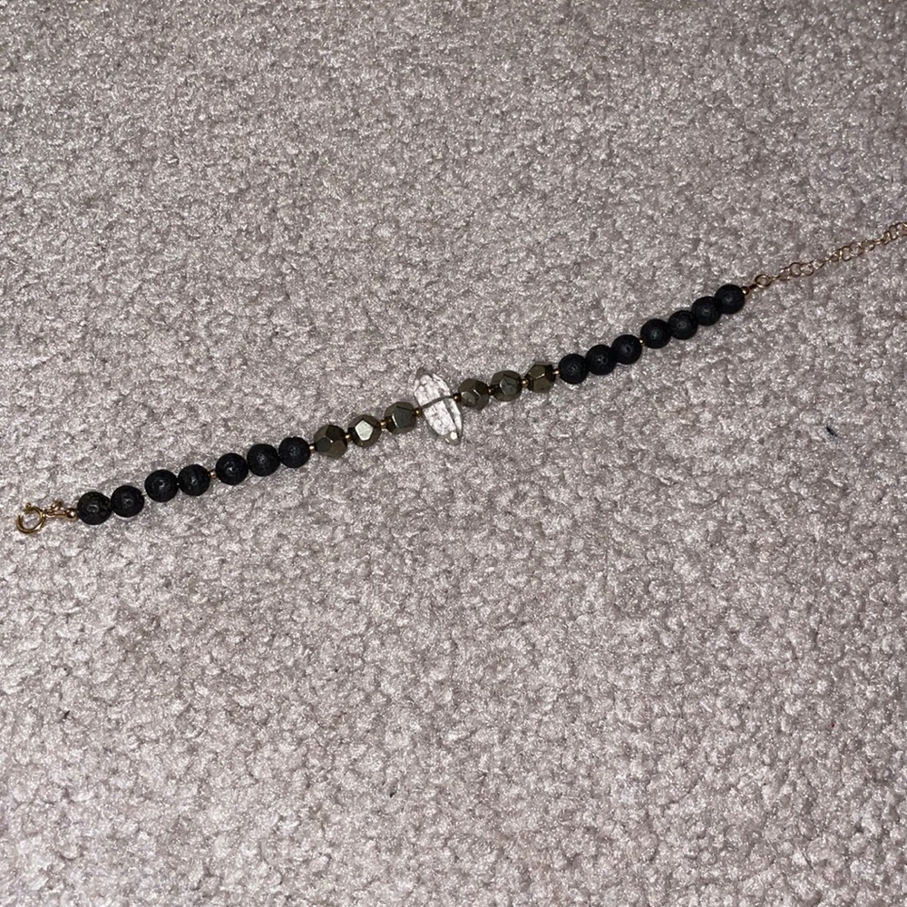 Lava rock + crystal bracelet